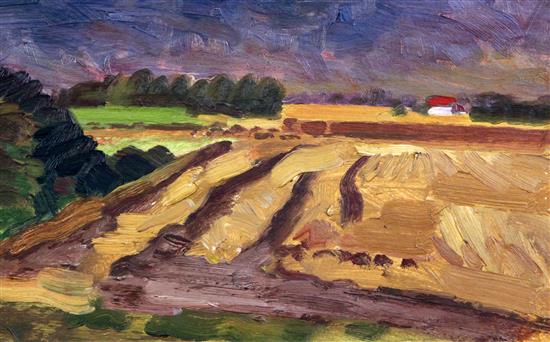 William Warden (1908-1982) Barley Field, 8 x 13in.